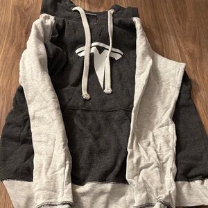 Tesla Black Hoodie with Light Gray Sleeves and Logo